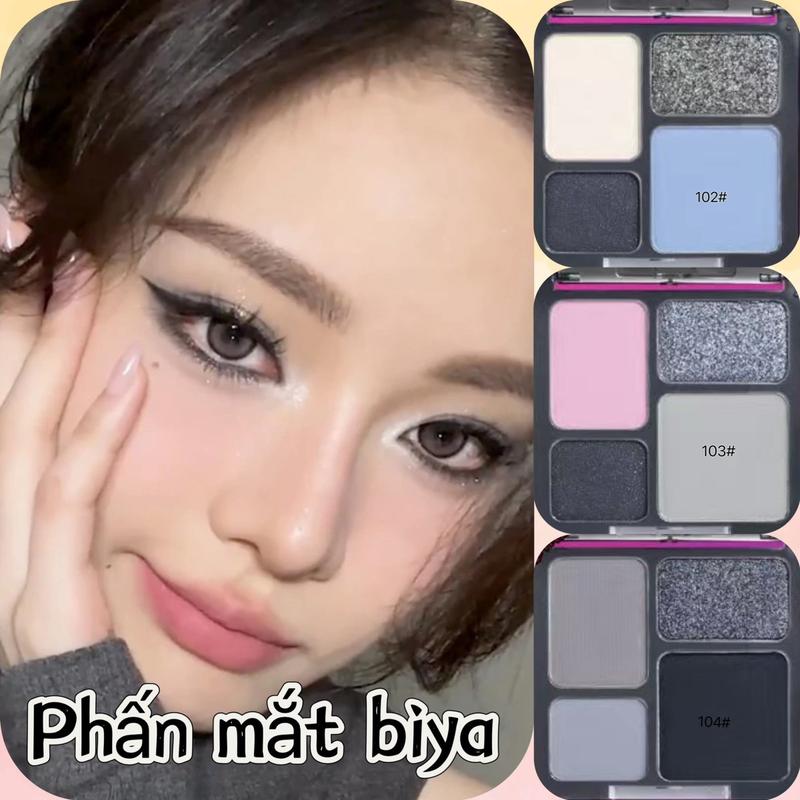 Bảng Phấn Mắt BIYA Bốn Ô Sắc Trang Điểm Mắt Khói Phong Cách Âu Mỹ