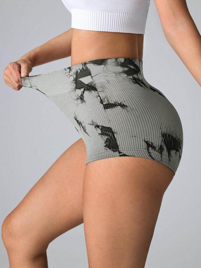 Product Introduction of Women's Plain Print High Waist Gym Shorts, Casual Comfy Breathable Skinny Shorts for Yoga Gym Workout Running, Ladies Sportswear for All Seasons 5