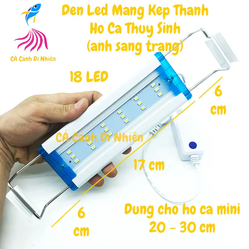 Đèn LED máng kẹp thành hồ cá 20-30 cm 2 dãy màu TRẮNG - ĐỔI MÀU 18 LED P300 0