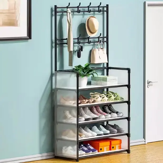 Kệ Giày 5 Tầng Chắn Bụi  Khung Thép Carbon Chịu Lực, Kệ Giày Chữ L Chống Bụi Sơn Tĩnh Điện Lắp Ráp Lắp Ráp 0
