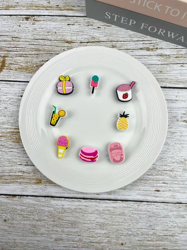 Cute Ice Cream Design Shoe Charm, Fashionable Shoes Decorations for Women & Girls, Shoes Accessories for Beach Vacation Birthday Holiday Gift 0