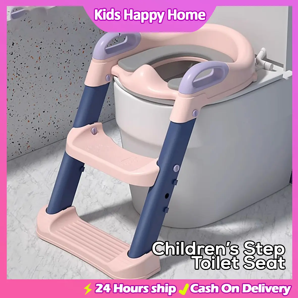 Kids Happy Home Potty Trainer for Toddler and Kids Foldable Toilet Seat for 1-8 Year Old  Constructed with Soft PVC and PU Materials