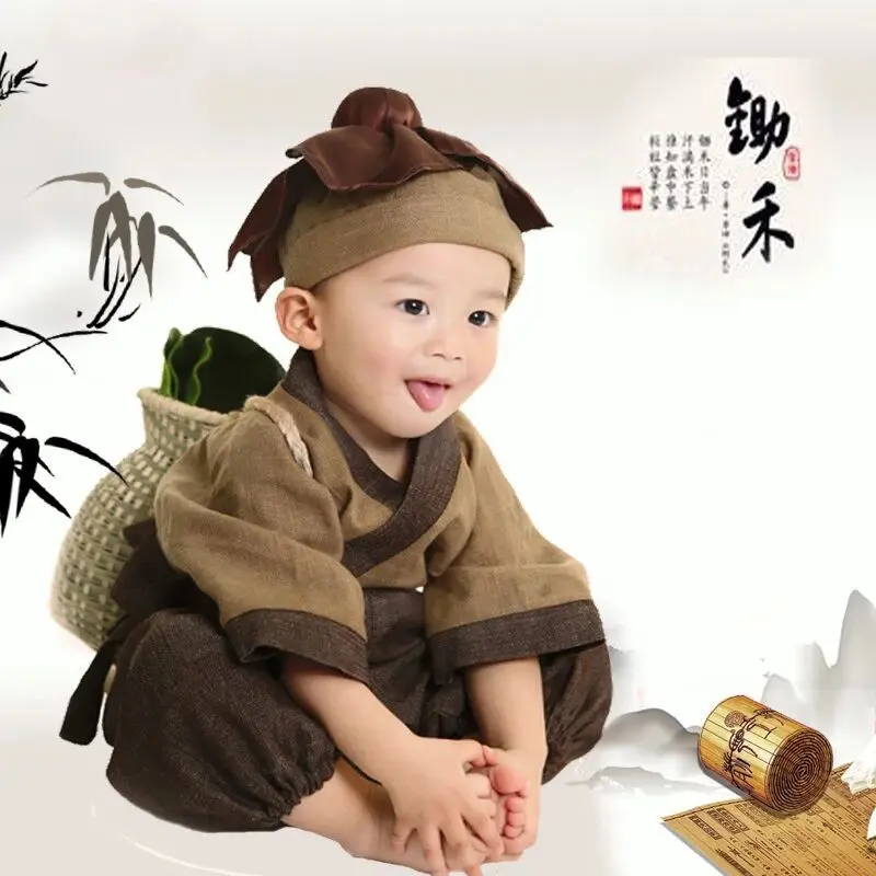 Trang phục Trung Quốc Han cho trẻ em, Trang phục cổ trang, Bộ cho trẻ mới biết đi, Quần áo nam và nữ, Phong cách nhà sư, Quần áo trẻ em mới cho mùa xuân