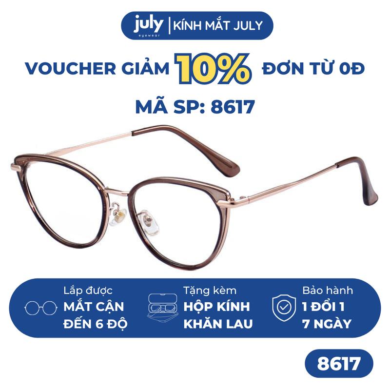 Gọng kính cận mắt mèo nữ chất liệu nhựa phối kim loại cứng cáp kiểu dáng thời trang 8617 Mắt Kính Kính Mắt Women kính  mat meo Tết Móc Khoá kính gọng tai kính  tròn bầu dục