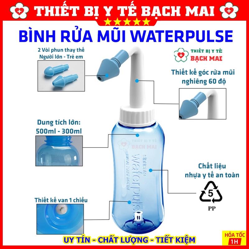 Bình Rửa Mũi WATERPULSE 300/500ml Hỗ Trợ Rửa Sạch Mũi, Viêm Mũi, Viêm Xoang, Dịch Mũi, Nghẹt Mũi 4