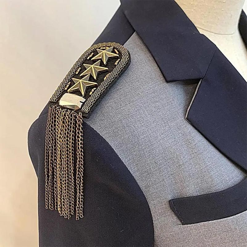 Evolet Paskibra Rumbai Bahu Model Rivet Logam / Tanda Pangkat Paskibra Aksen Rivet + Rumbai Untuk Penyanyi / Panggung Gaya Vintage Punk Aksesoris Fashion Wanita 7