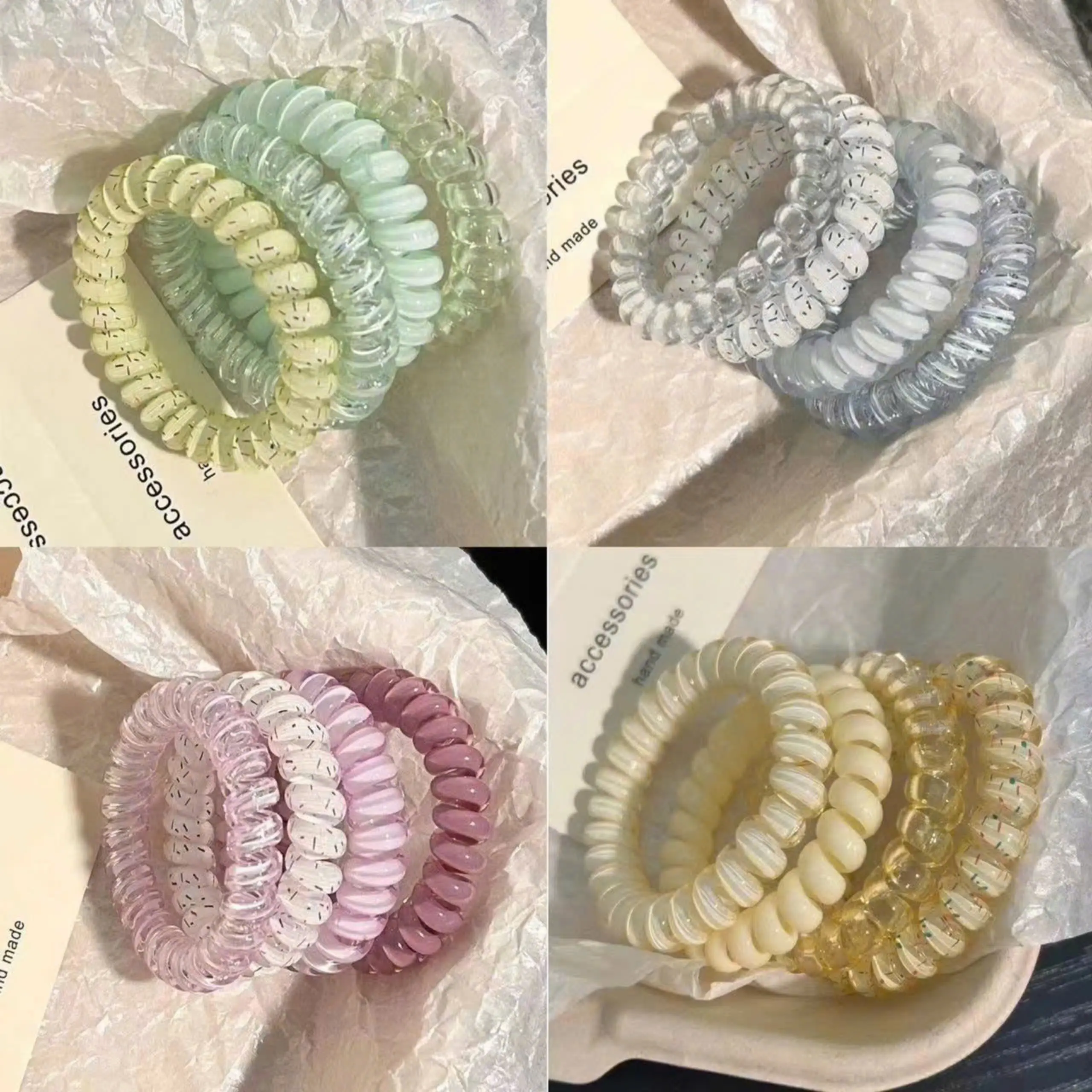 Set 4 dây cột tóc lò xo co giãn nhiều màu pastel dễ thương giá rẻ CB28