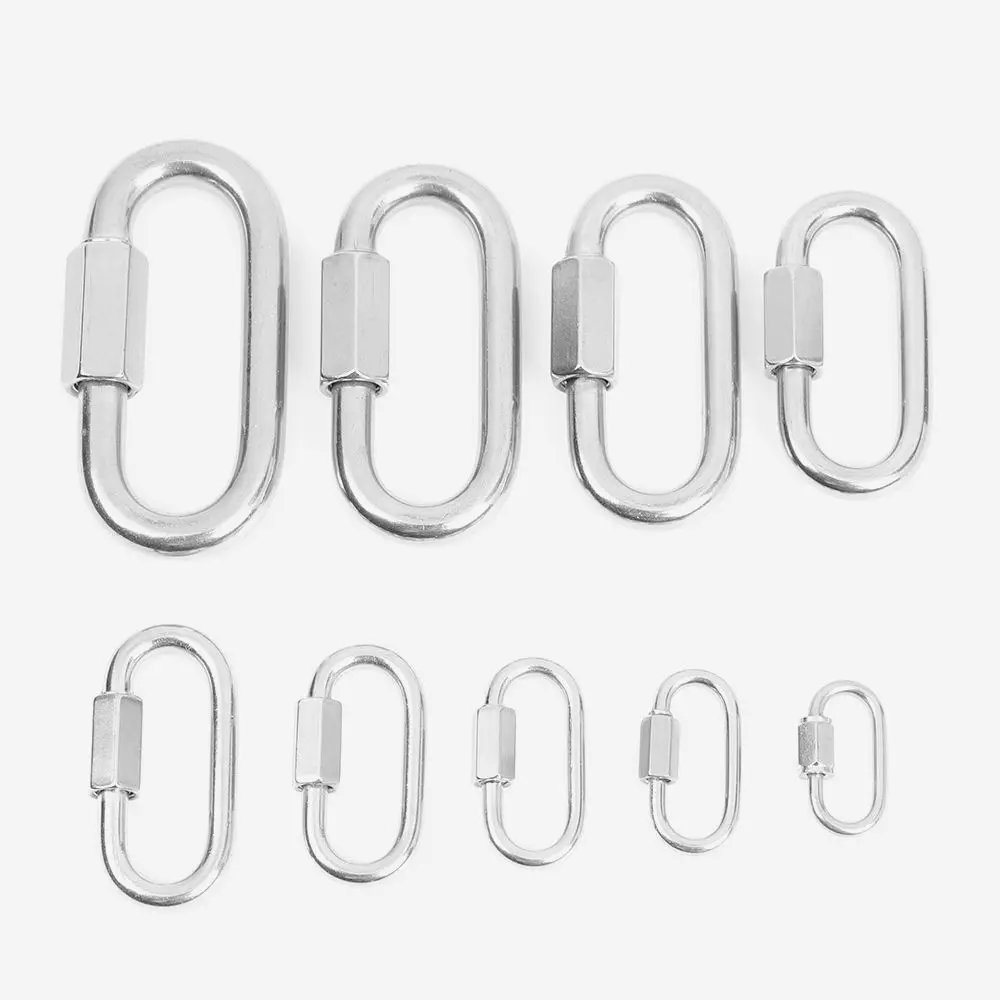 9 Sizes Chains Buckles Screw Lock Carabiners Climbing Gear Carabiner Chain Connecting Ring Safety Snap Hook