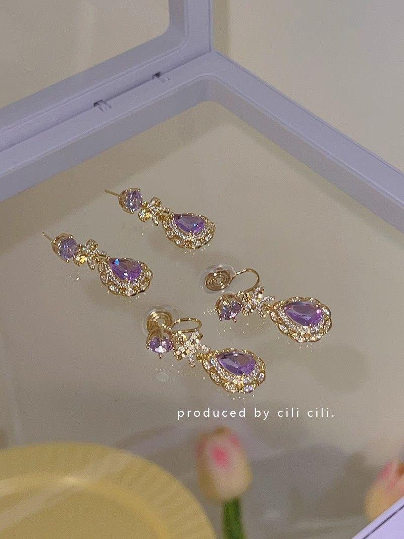 Product Introduction of Bông Tai Kẹp, Cili, Bông Tai Lãng Mạn Cao Cấp Kiểu Pháp Thanh Lịch, Giá Cả Phải Chăng, Sang Trọng, Thích Hợp Cho Bé Gái, Bông Tai Thoát Hiểm Công Chúa Chồn, Màu Tím Mơ Mộng, Năm 2025, Bán Chạy, Độc Đáo 2