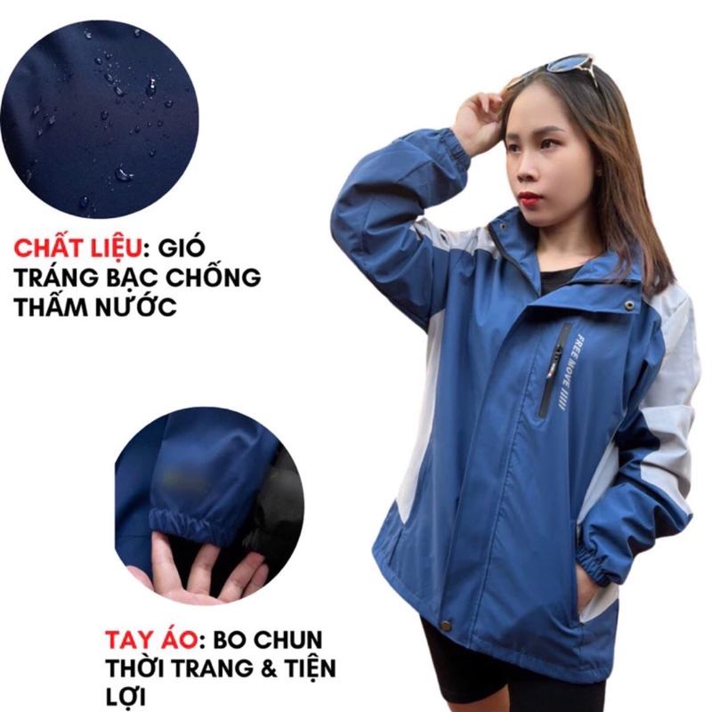 Áo khoác gió nam nữ tráng bạc phối màu lót lưới, áo khoác Fremode chống nước cản gió, bụi, mưa thích hợp đi làm, đi chơi Top Jacket