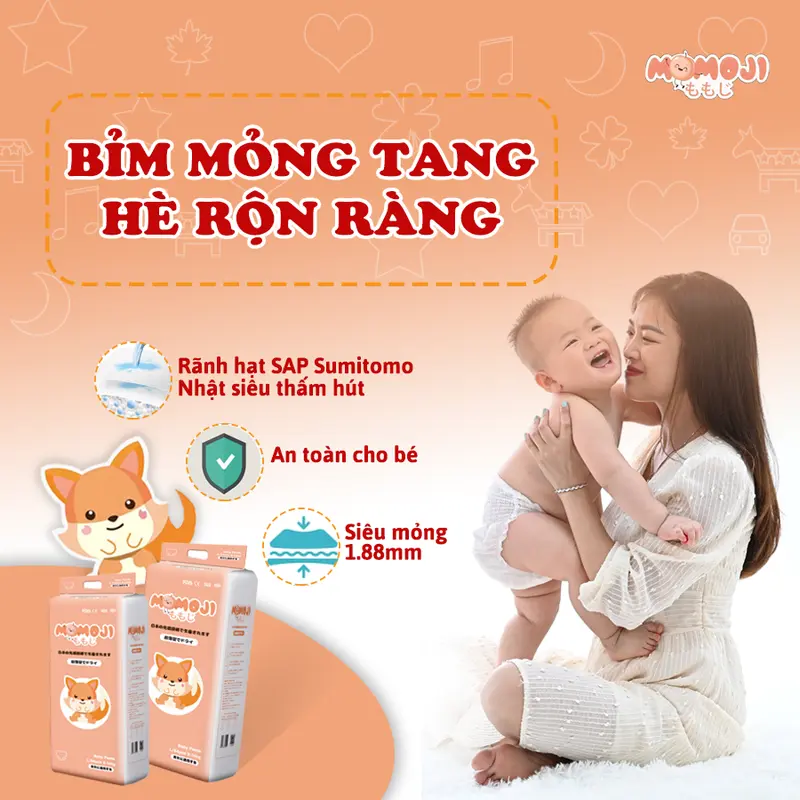 [DEAL SHOCK MXQ] COMBO 3 BỊCH TÃ BỈM DÁN/QUẦN MOMOJI MỎNG MỀM, THẤM HÚT TỐT CHO BÉ - TẶNG GHẾ HƠI TẬP NGỒI CHO BÉ 2
