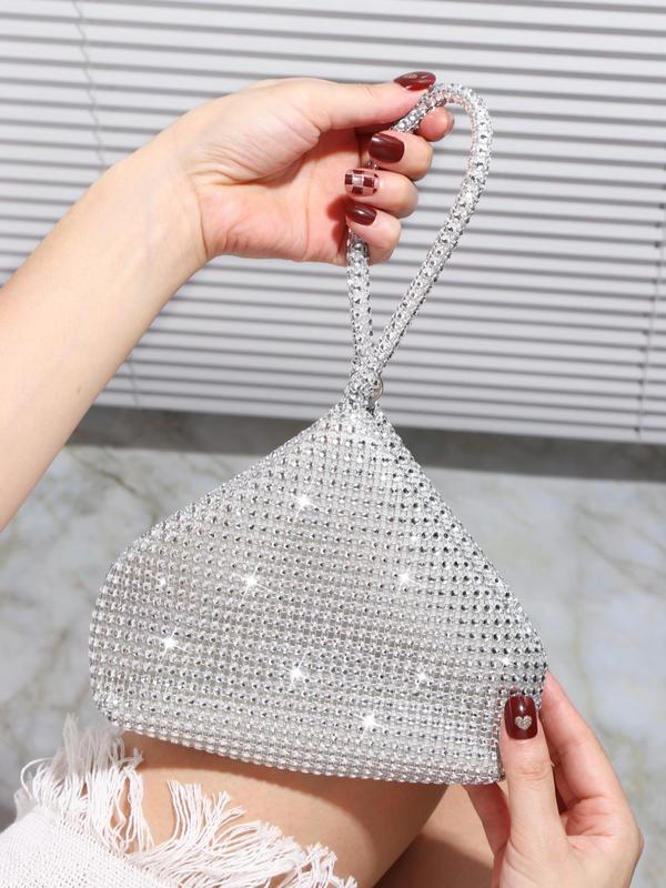 Women's Elegant Glitter Sequined Party Evening Bag With Zipper, Geometric Design Glamorous Bling Mini Clutch Purse For Wedding Party 6