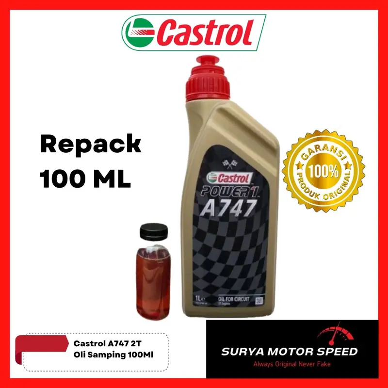 Castrol A747 100ML Oli Samping Motor 2T Tak Strokes Ninja R SS RR ZX 150 RX King RXZ F1ZR Force 1 Vespa Satria Hiu Lumba 120 mesin motorcycle Kendaraan Oil 0