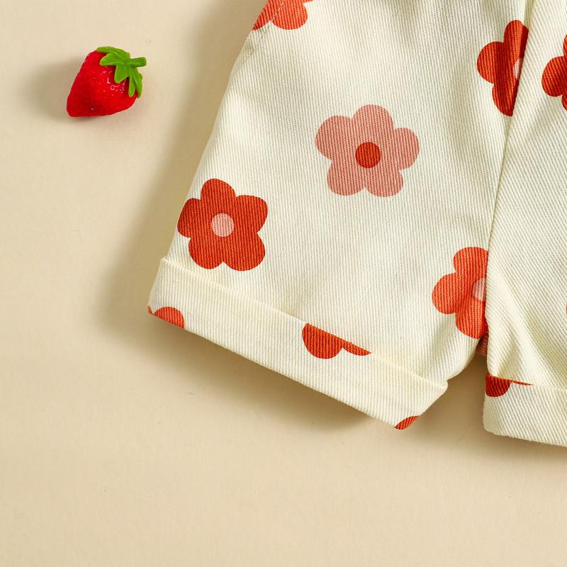 Product Introduction of Pink/ White Toddler Kid Little Girl Denim Overalls Flower/Strawberry Print Jeans Overalls Strap Suspender Shorts Outfit 6 12 18 24 Months 2-6 Years Old Kid 42