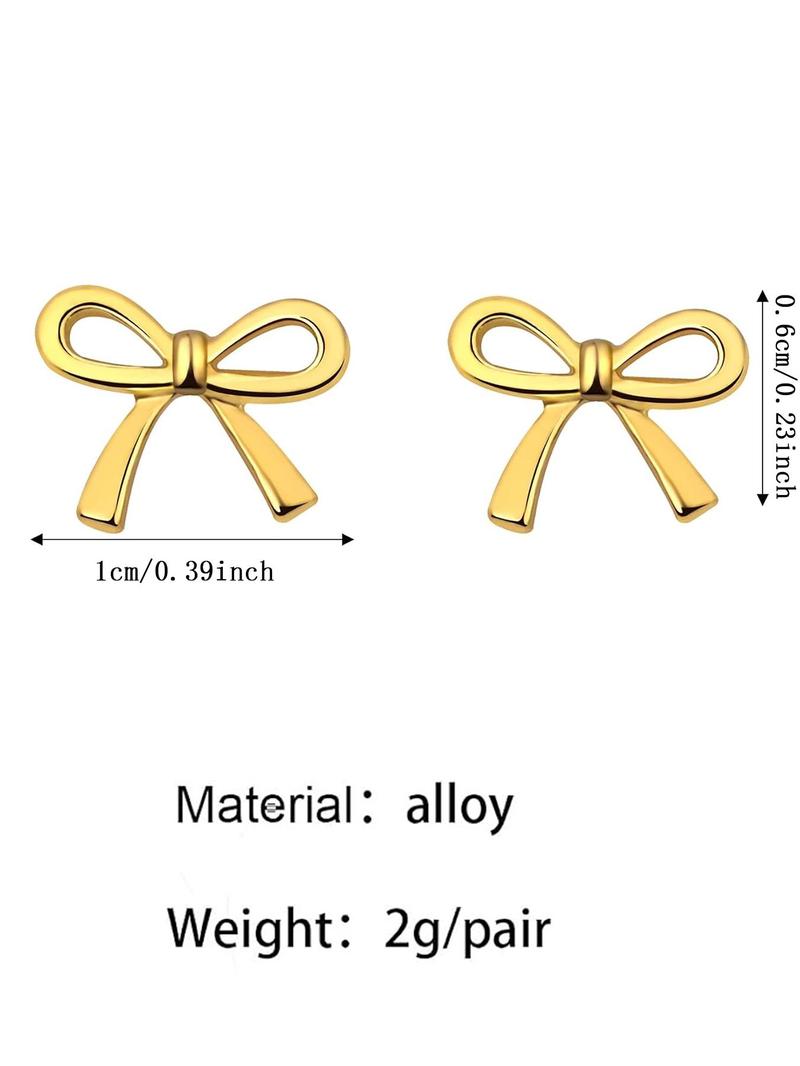 Product Introduction of Bow Design Stud Earrings, Cute Earrings for Women & Girls, Fashion Jewelry for Party, Daily Clothing Decor, Trendy All-match & Exquisite Jewelry for Birthday Gift 1