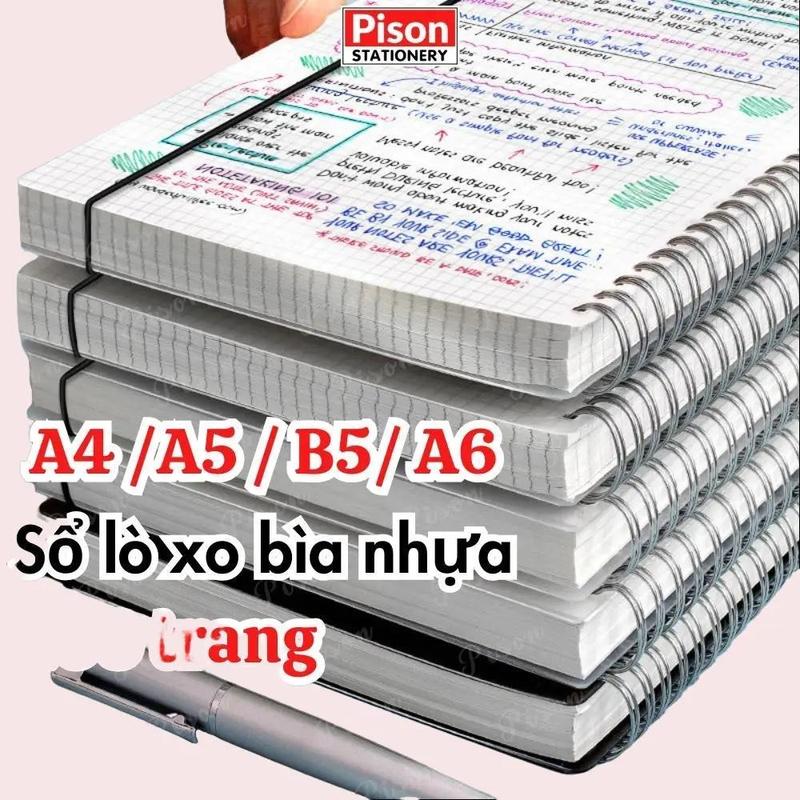  Sổ lò xo basic A6 A5 B5 A4 160 trang kẻ caro kẻ ngang vở tập bullet journal note planner klong deli SỔ BÌA NHỰA 