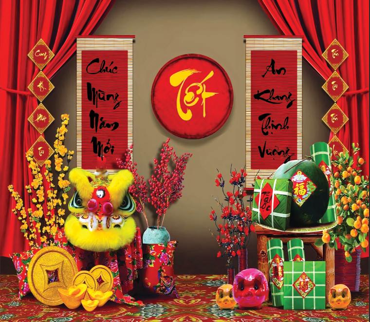 Tranh Vải Tết Treo Tường Trang Trí Nhà Cửa Năm Mới, Thảm Vải Tết Truyền Thống Treo Tường Decor Phòng