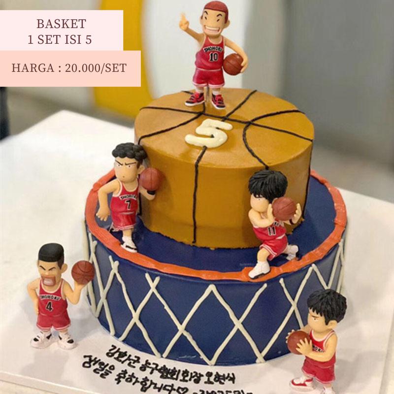 MINIATUR KUE TART BASKET BASKETBALL PEMAIN BASKET DEKORASI KUE ULTAH ULANG TAHUN BIRTHDAY CAKE DECORATION HOBBY BAKING DIY HIASAN TART ANAK COWOK 1