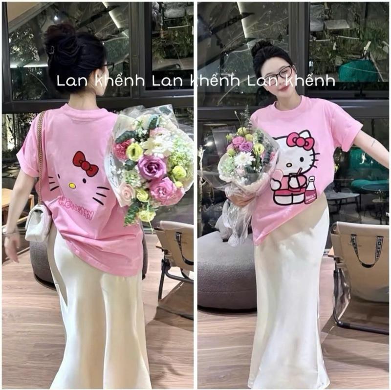 Product Introduction of Áo Phông Cotton In 2 Mặt hello Ki...tty Chất vải co giãn 4 chiều, Không dày, Không Mỏng Thấm Hút Mồ Hôi 1