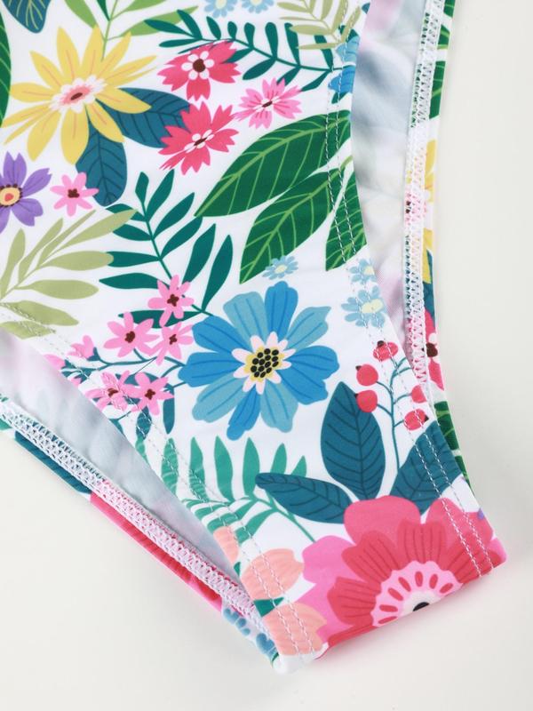 Women's Floral Print Bikini Set, Boho Fashion Sleeveless Swim Tube Top & Swim Bottom, Ladies Swimsuit Sets for Summer Beach Holiday, Bathing Suits 2024 for Women, Bikinis Sets 4