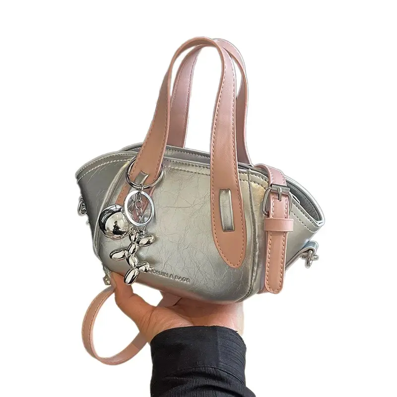 Túi Xách Nữ Đeo Chéo Quai Xách Có Ngăn Khóa Kéo Đính Kèm Móc Gấu - Túi Xách Nghĩa Anh - A4 Bag  Da 0