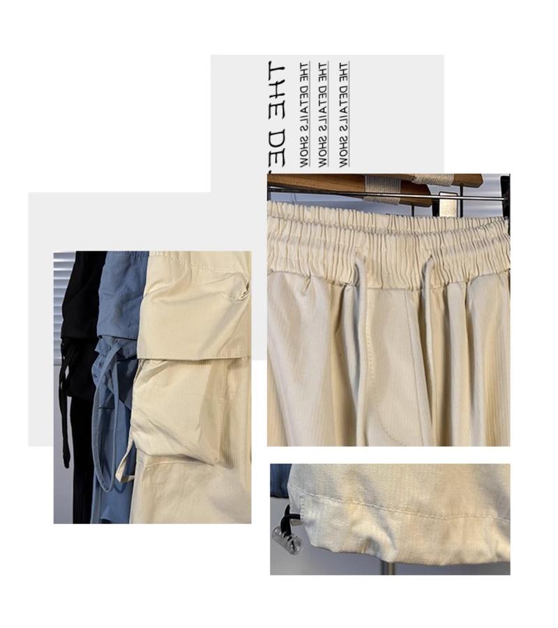 Product Introduction of American Hip-Hop Large Pocket Cargo Pants for Men and Women, Summer Loose Fit, Draped Dance Casual Jogger Wide-Leg Pants 3