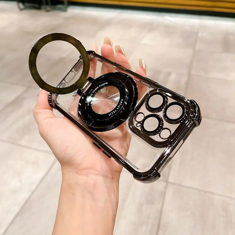 Luxury Plated Acrylic Phone Case with Lens Protector, Transparent Phone Protective Cover, Phone Accessories Compatible with iPhone 11 12 13 14 15 Pro Max, Casing