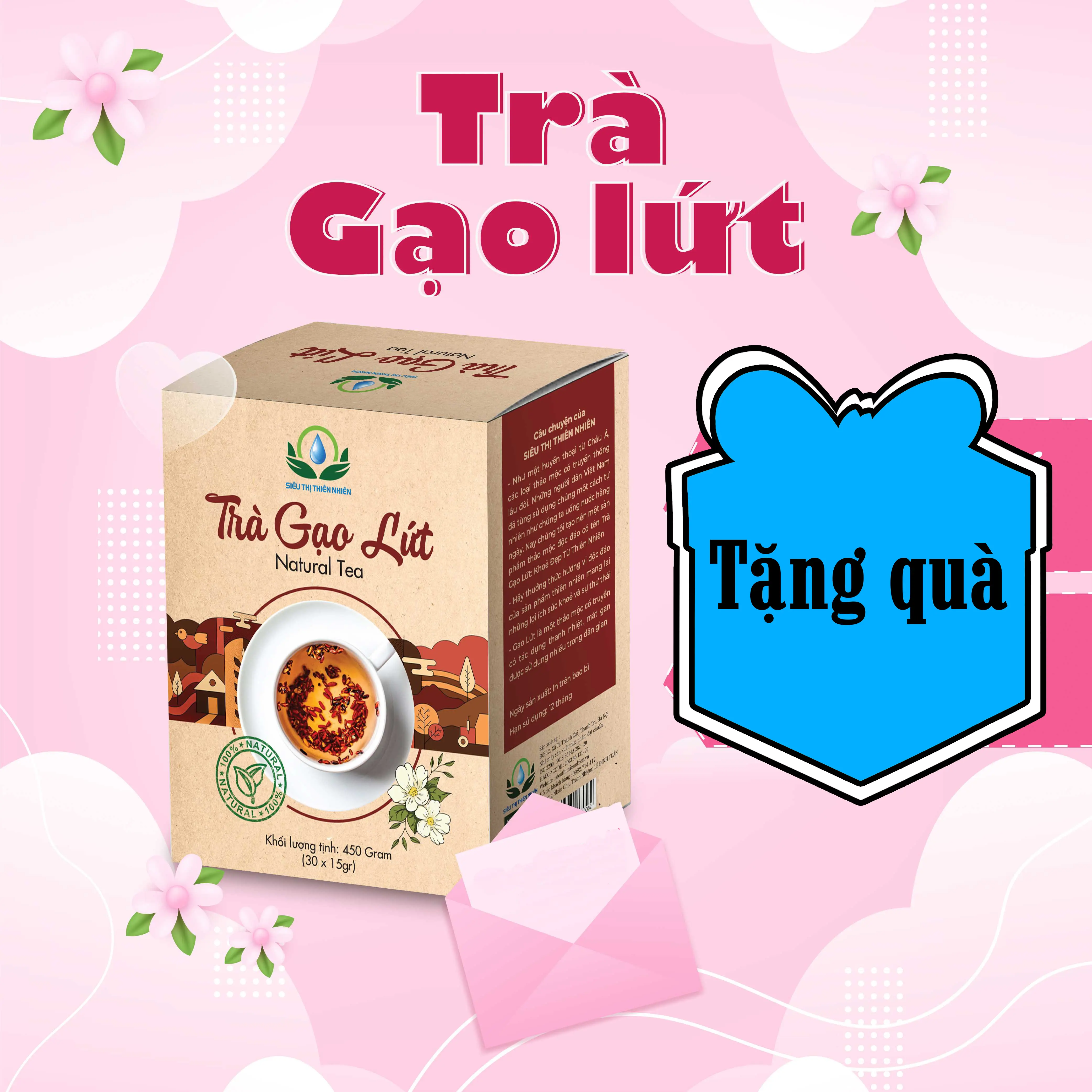 Trà Gạo Lứt Túi Lọc 30 gói tặng 1 gói trà túi lọc