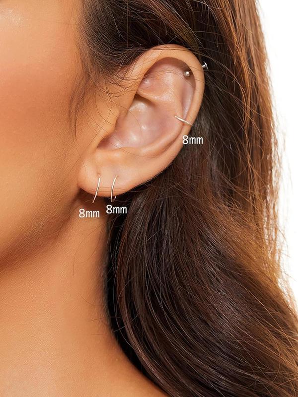 15pcs/set Plain simple Stainless Steel Nose Ring, Classic popular Cuff Nose Ring, Fashion Body Piercing Jewelry Accessories for Women and Men 2