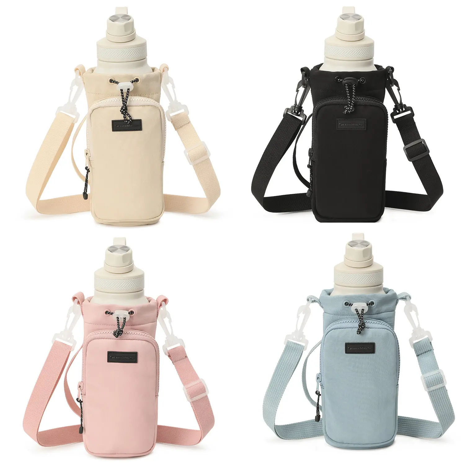 Portable Water Bottle Carrier Bag Travel Small Crossbody Shoulder Phone Pocket Bag With Cup/Water Bottle Holder Pouch