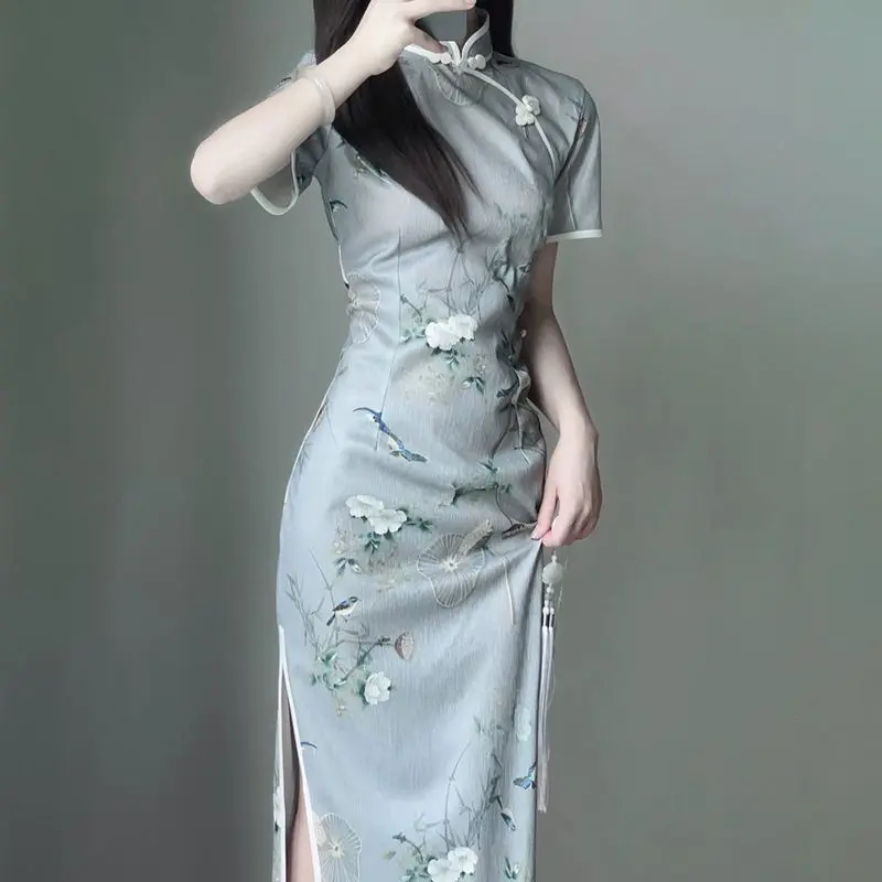 Women Cheongsam Stylish White Qipao Dress for Summer Modern Chinese Style Elegant Dress for Women Womenswear Clothing
