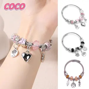Gelang Titanium Wanita Anti Karat Gelang Tangan Model Manik Manik Gelang Aesthetic Kristal-coco_market