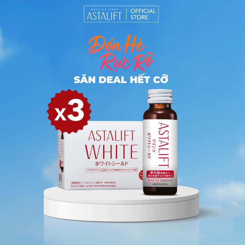[DEAL 8] Combo Nước Uống Collagen ASTALIFT White Shield Drink 1000MG Collagen Giúp Cấp Ẩm, Hỗ Trợ Dưỡng Trắng Từ Bên Trong Chai 50ml