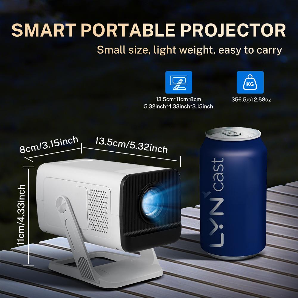 LYNCAST X1AR portable mini Projector 720P Bluetooth5.0  Supports 4K video with 180 degree rotation