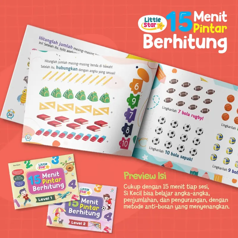 Buku Belajar Berhitung - Little Star 15 menit Pintar Berhitung (Usia 3+) Ziyad Books 3