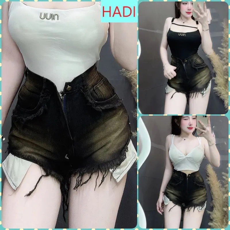 QUẦN SHORT JEANS ĐÙI NGẮN NỮ LƯNG CAO VIỀN XÙ TÚI LỘ TÚI MÀU XÁM ĐẬM LAI TUA SIÊU HOT HIT CÁ TÍNH