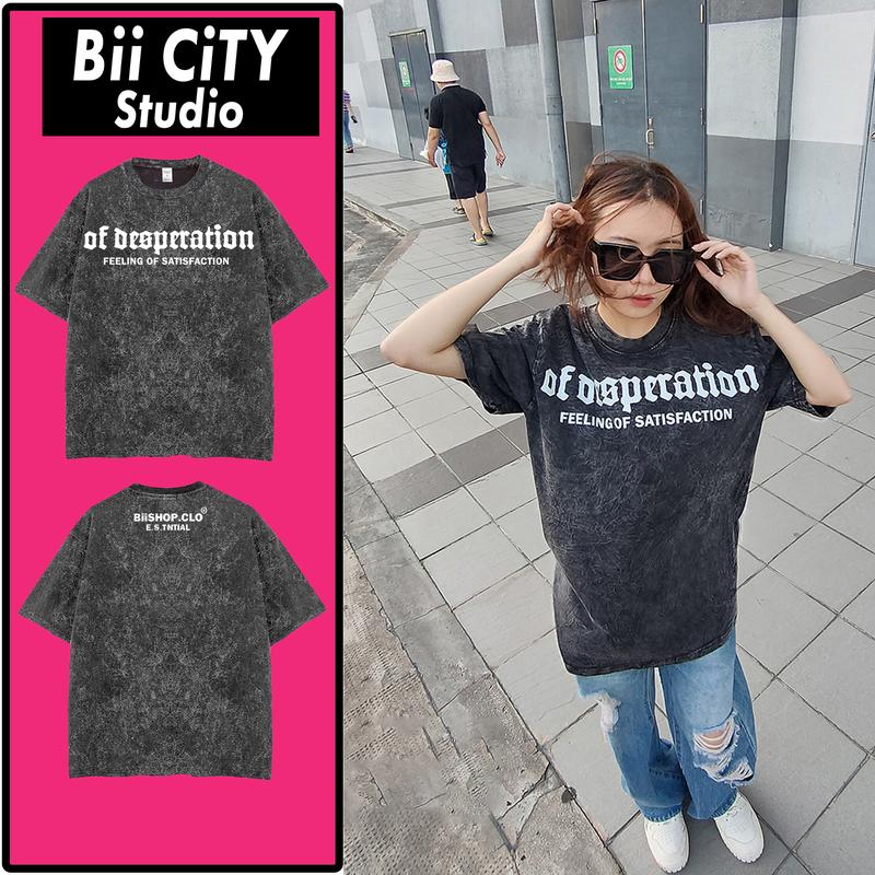 Áo Thun Loang đen OF / Áo Phông OF wash 99% cotton Local brand basic form rộng - tay lỡ - unisex. Nam Menswear áo thun xám