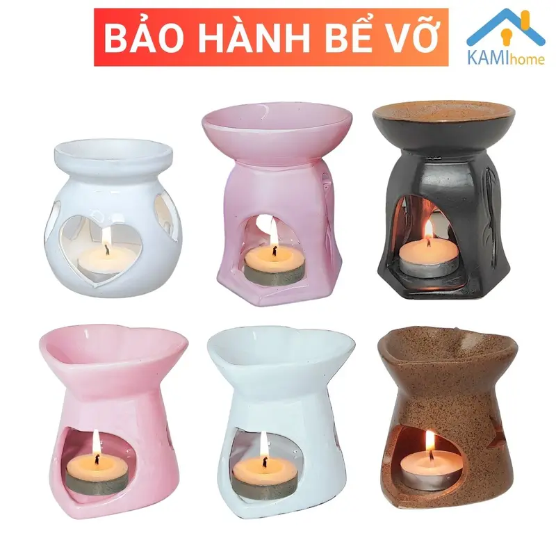(Bảo hành bể vỡ) Đèn xông tinh dầu thơm đốt Nến (Nhiều Mẫu) khử mùi thơm phòng đuổi muỗi chất liệu gốm sứ Bát Tràng Việt Nam mã 25004 8