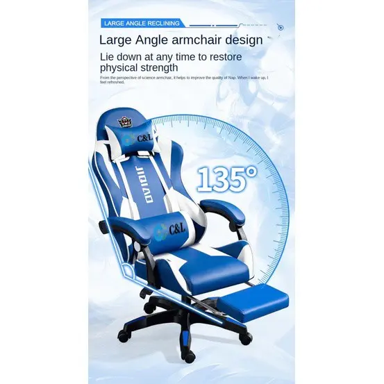 Kursi Gaming KUCA Gaming Chair Murah Kursi Gaming Kursi Ergonomis - Biru dan putih, pure blcak,pink version,doraemon version 4
