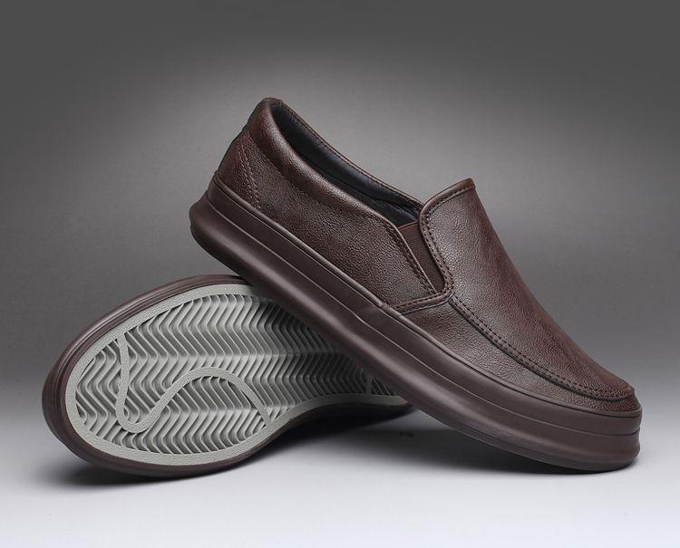 Product Introduction of 2023 Men's Shoes Autumn New Thick-Soled Slip-On Lazy Shoes Men's Breathable Height-Increasing Leather Shoes Soft-Soled Trendy Versatile Sneakers 45