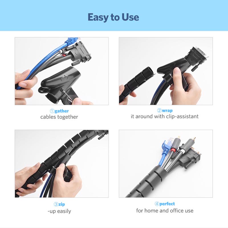 Desktop Wire Wrap Cable Winder Tube Cord Protector Management Cable Organizer Storage Pipe 2