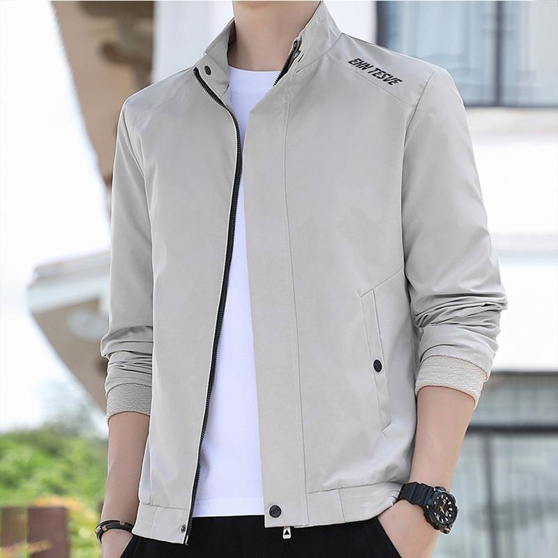 Áo khoác gió nam cổ đứng Ecollect #G08 vải dù tráng bạc chống nước chóng gió kiểu dáng trẻ trung hợp thời trang nam Menswear Jacket Đen