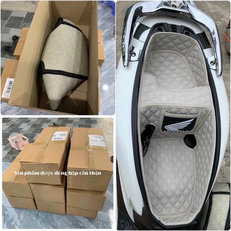 Lót cốp SH 2020 - 2025 mẫu 2 ngăn dòng xe 125i -> 160i có túi logo chất liệu da nappa 3 đường chỉ