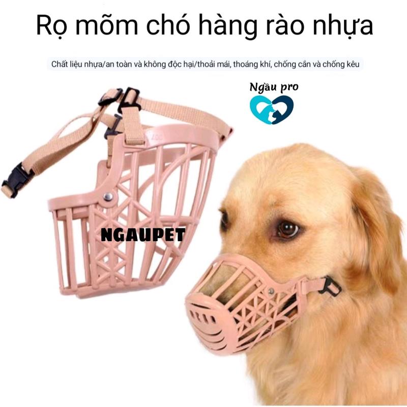 Rọ mõm chó thú cưng chống cắn sủa quai da chụp mồm nhựa dẻo Silicon Ngaupet