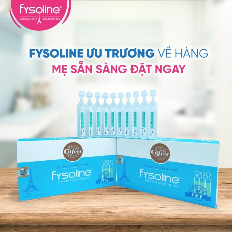  Fysoline Hypertonique - Nước muối ưu trương hỗ trợ khi nghẹt mũi xoang,mũi dị ứng... Hộp 20 ống - Pháp cho bé Voi nuocmuoi sinh 