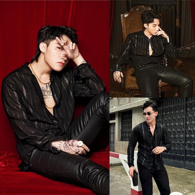 Sơ mi vải chinfon mix kim tuyến sang trọng và thời thượng, mỏng xuyên thấu  [SM09] Menswear Nam Shirt áo be ngày nghỉ áo sơ mi