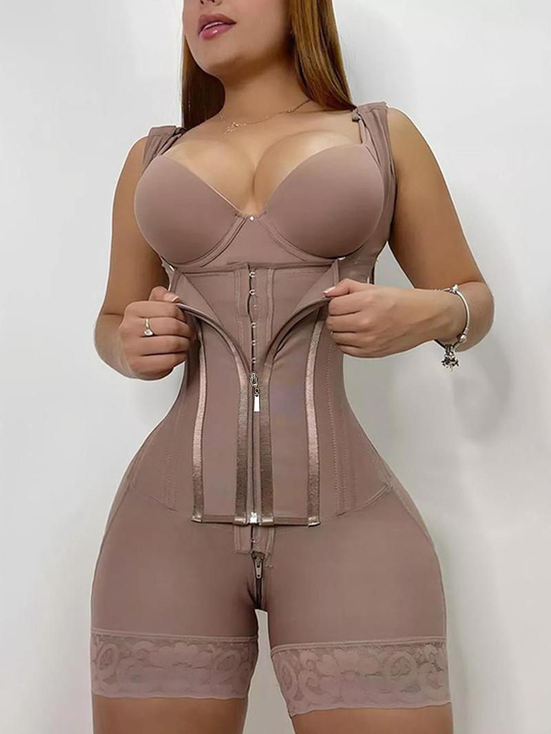 Product Introduction of Women's Solid Color Zipper Corset Shapewear Top, Tummy Control Shaper, Women's Shapewear for Daily Wear 5