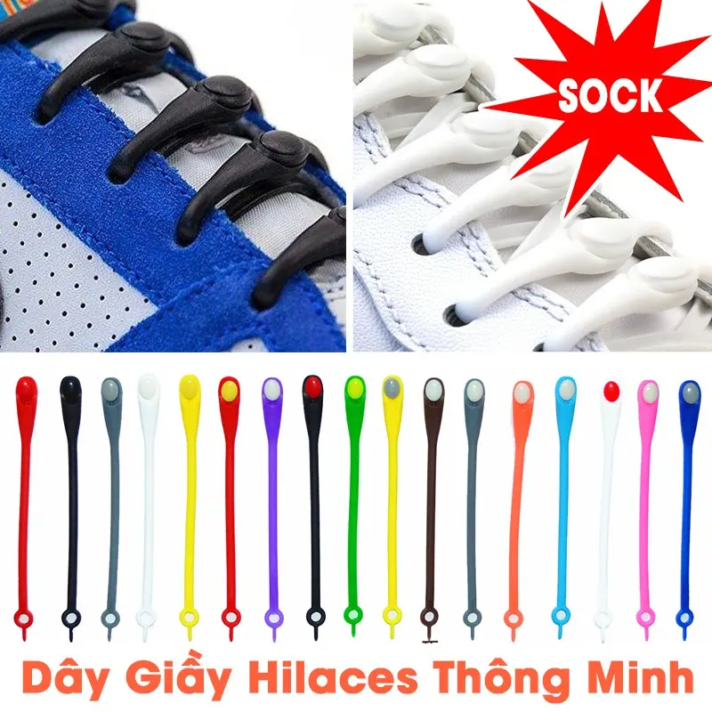 Dây Giày Cao Su Đàn Hồi Thông Minh Hilaces - Màu Ghi 6