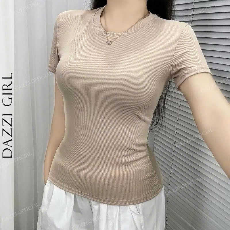 [ Siêu rẻ] Áo thun trơn form ÔM babytee đủ màu basic chất liệu thun con giãn 4 chiều fit dáng siêu đẹp 1