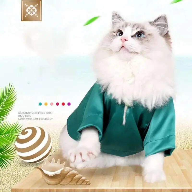 Pet T-Shirts Solid Autumn Cute Cat Apparel Thin Breathable Summer Dog Clothes for Small Dogs Chihuahua